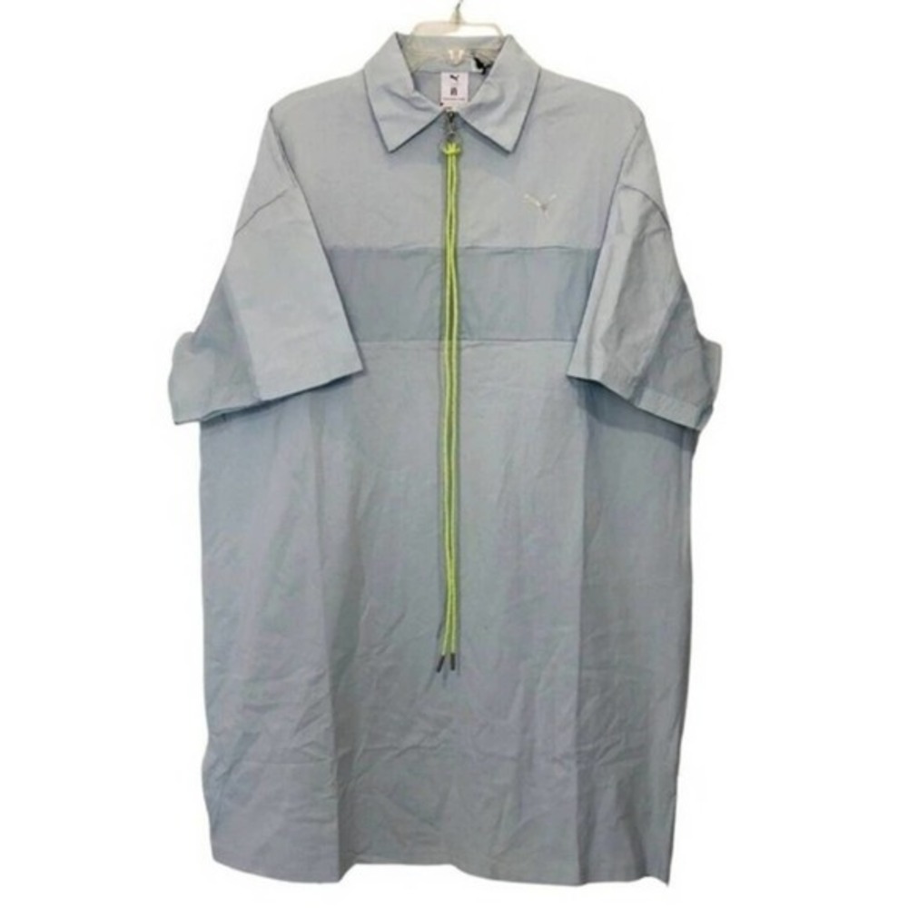 PUMA x Liu Wen Women's Light Blue Oversized Dress Collared Athleisure Active Med - Picture 4 of 12